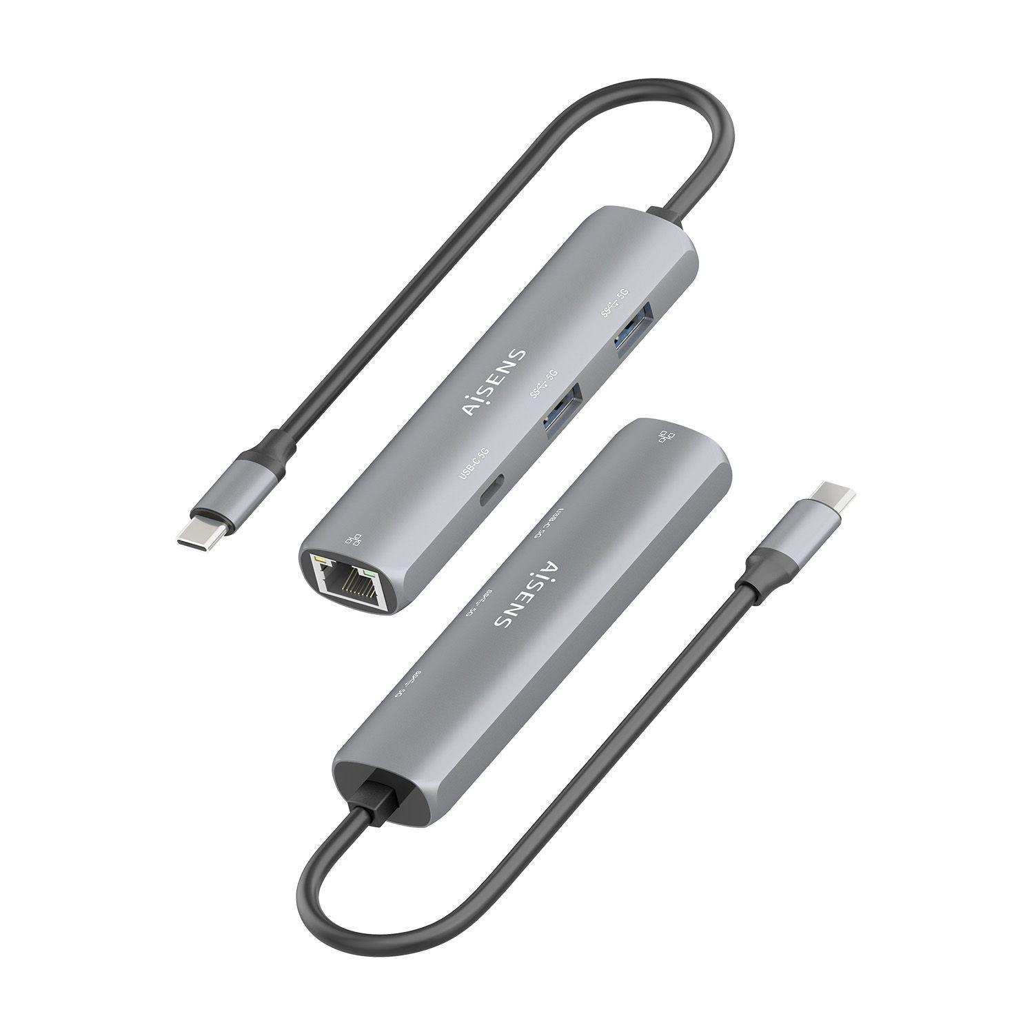 Hub USB-C AISENS ASUC-4P039-GR (0,15 m - Cinzento), miniatura 3