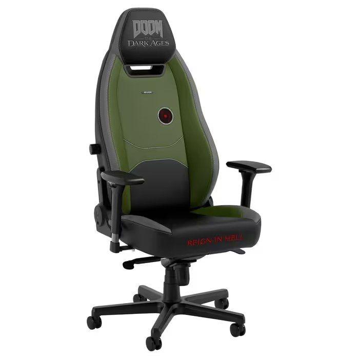 Cadeira Gaming NOBLECHAIRS LEGEND - DOOM: The Dark Ages Edition (150 kg - Até 10 cm - Ajustáveis em 4D - Edição Especial)