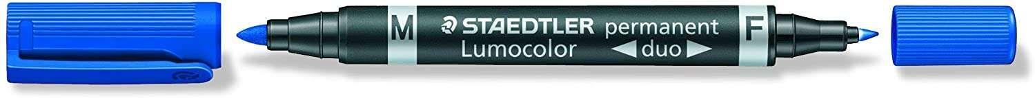 Marcador Permanente de Dupla Ponta STAEDTLER Lumocolor 348-3 (Azul)