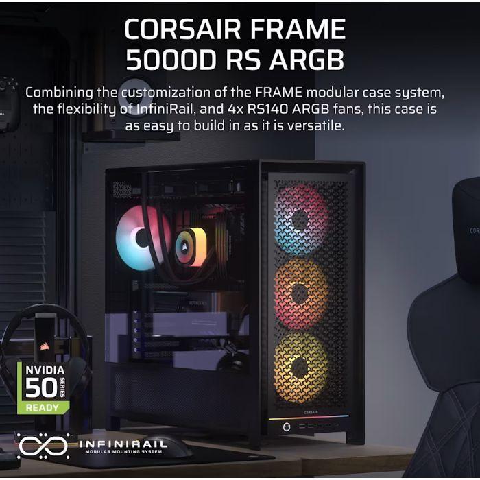 Caixa PC CORSAIR FRAME 5000D RS ARGB (2.5" - Plástico, aço, vidro temperado - Multicolor - Preto) — miniatura 2