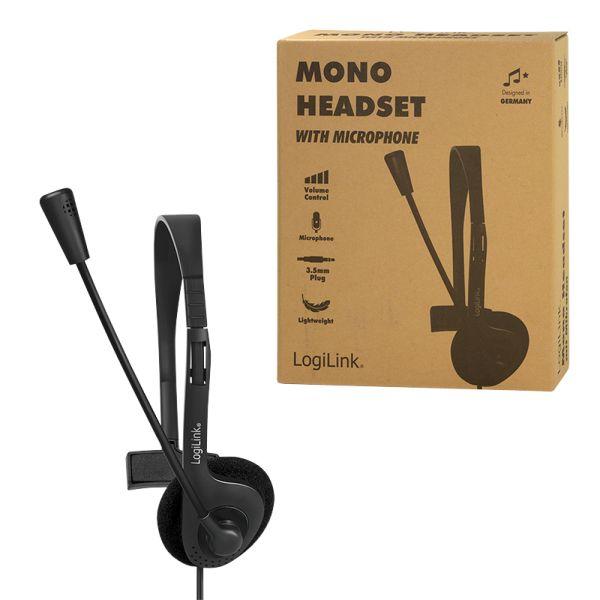 Headset Monofónico LOGILINK HS0054 (Monofónico - Com fios - Supra-aural - Preto), miniatura 10