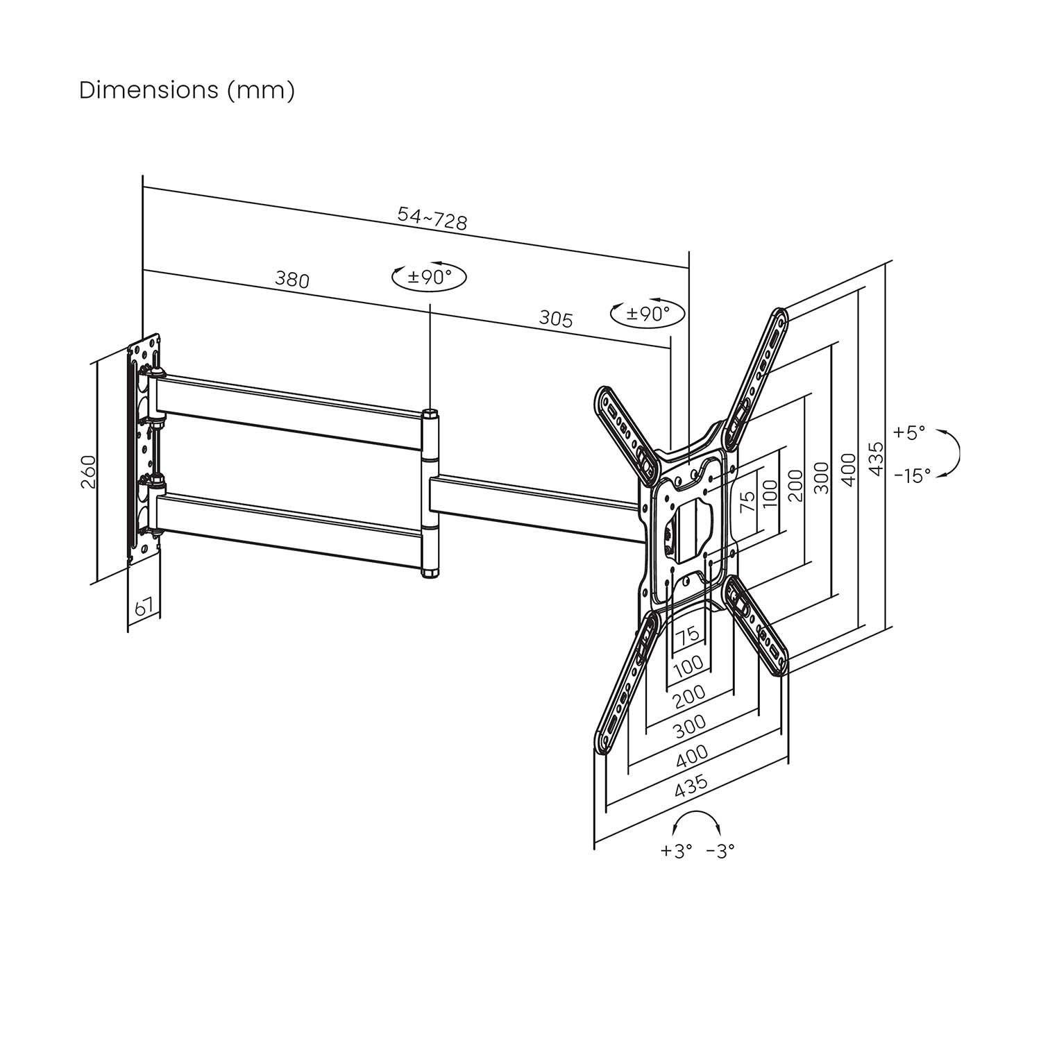 Suporte de Parede TV AISENS WT65TSLE-383 (23-65" - 35 kg - Preto), miniatura 7