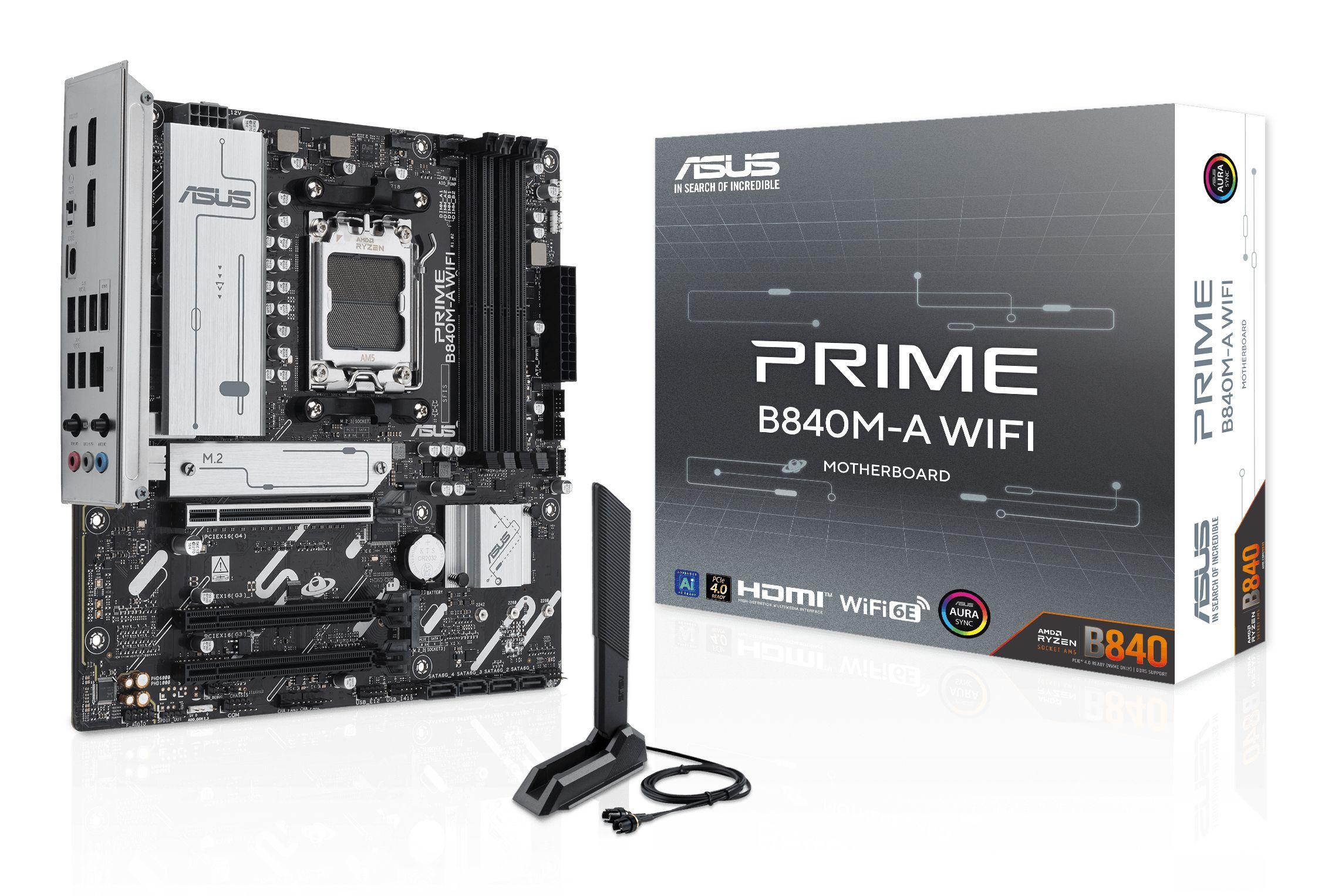 Motherboard ASUS PRIME B840M-A WIFI (AM5 - micro ATX - Duplo canal)
