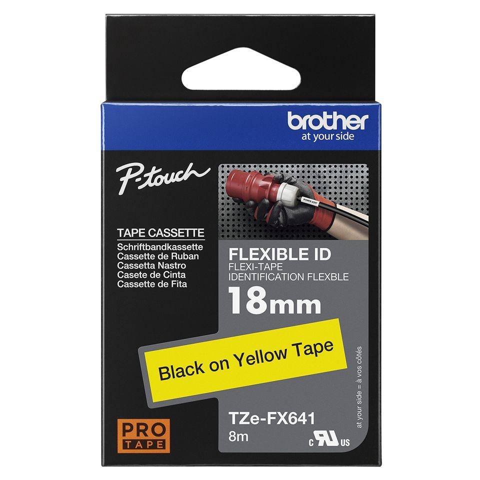 Fita Laminada Flexível BROTHER TZe-FX641 (Preto sobre Amarelo), miniatura 3