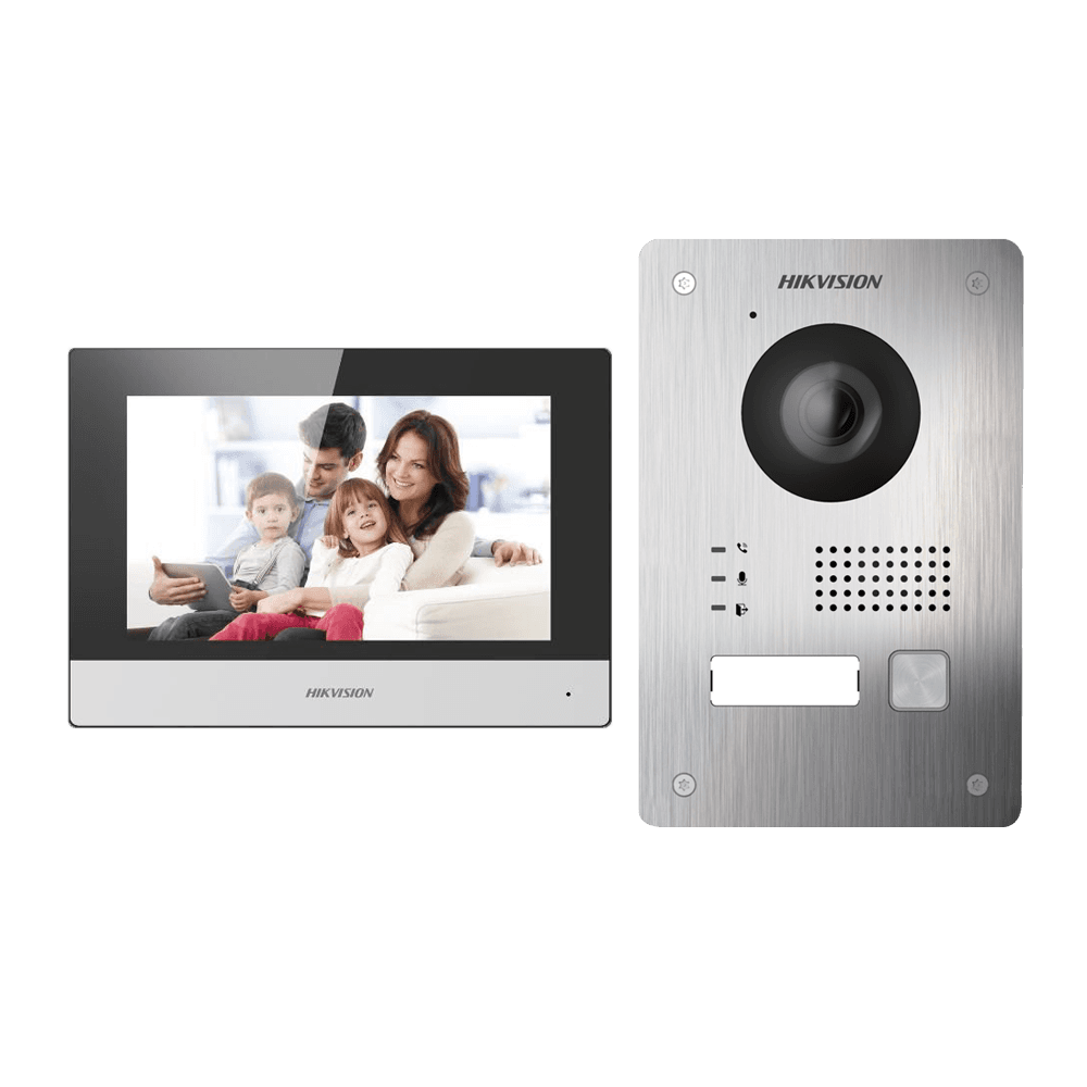 Kit de Videoporteiro HIKVISION DS-KIS703Y-P (2 fios - TCP/IP - Wi-Fi - IP65)