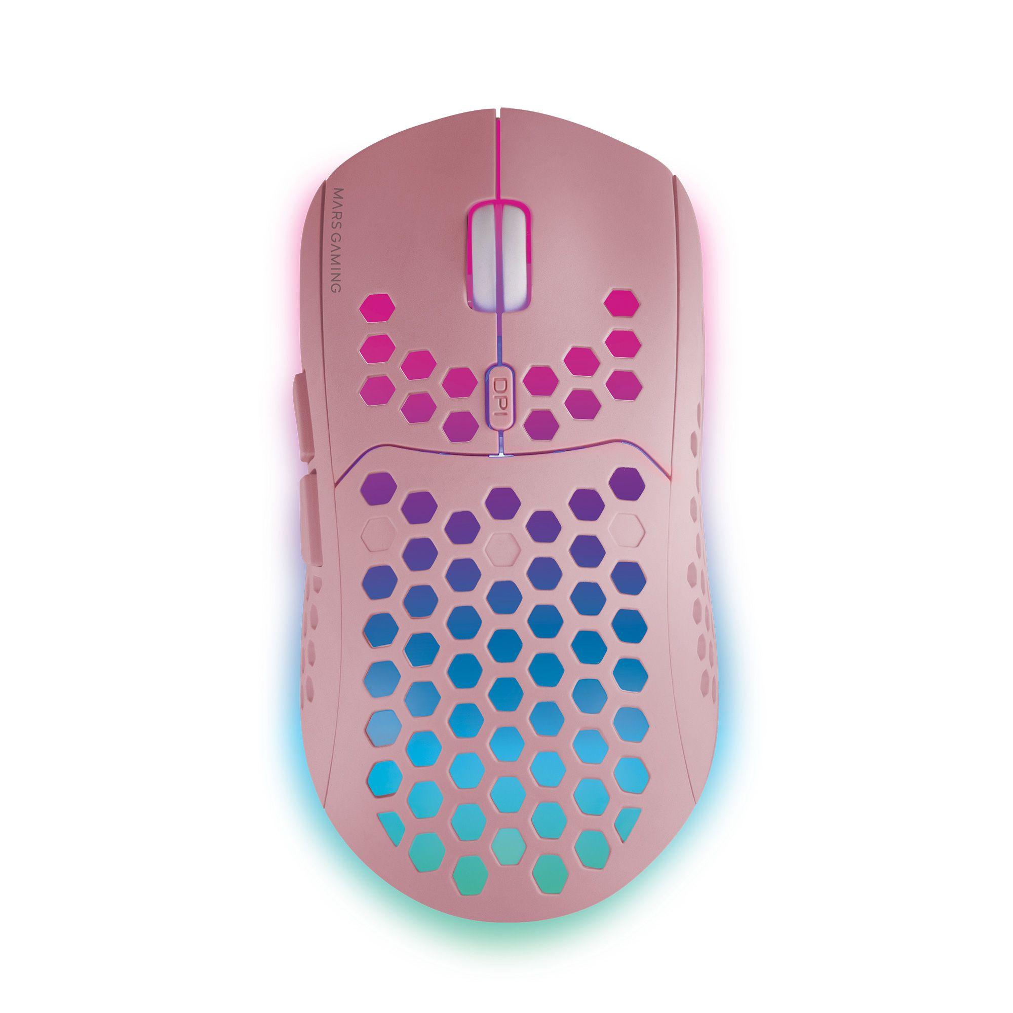 Rato Gaming MARS GAMING MMW3 (Mão direita - 3200 DPI - Ótico - Rosa)