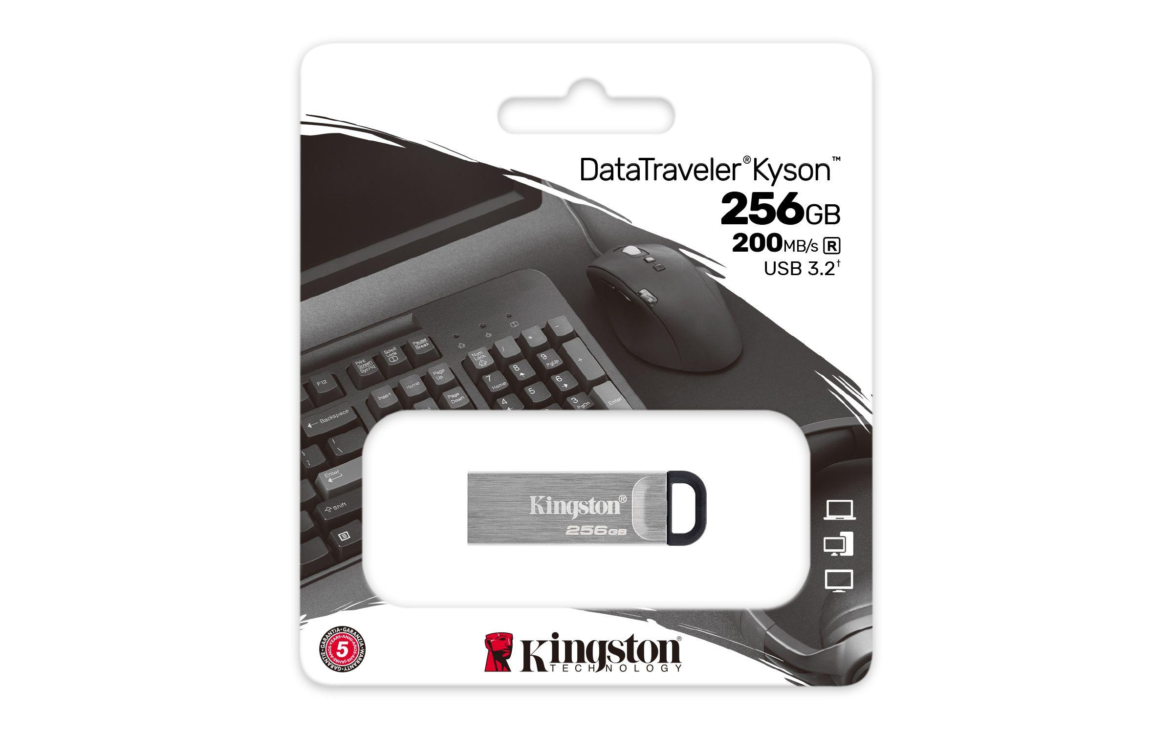 Pen USB KINGSTON DataTraveler Kyson (256 GB - USB Type-A - 3.2 Gen 1 - Prateado) — miniatura 3