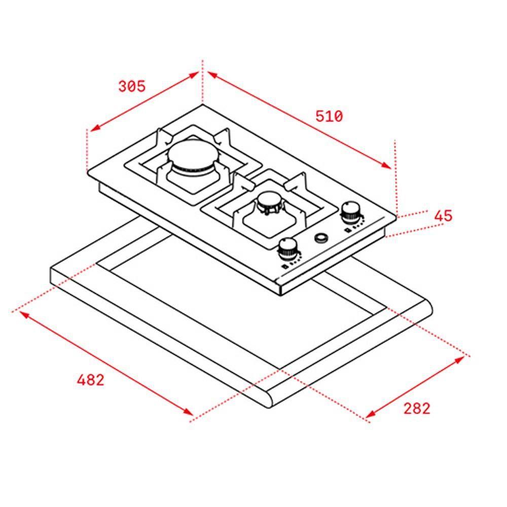 Placa a Gás Encastre TEKA EFX30.1 (2 zonas - Aço inoxidável - Rotativo - Inox), miniatura 2