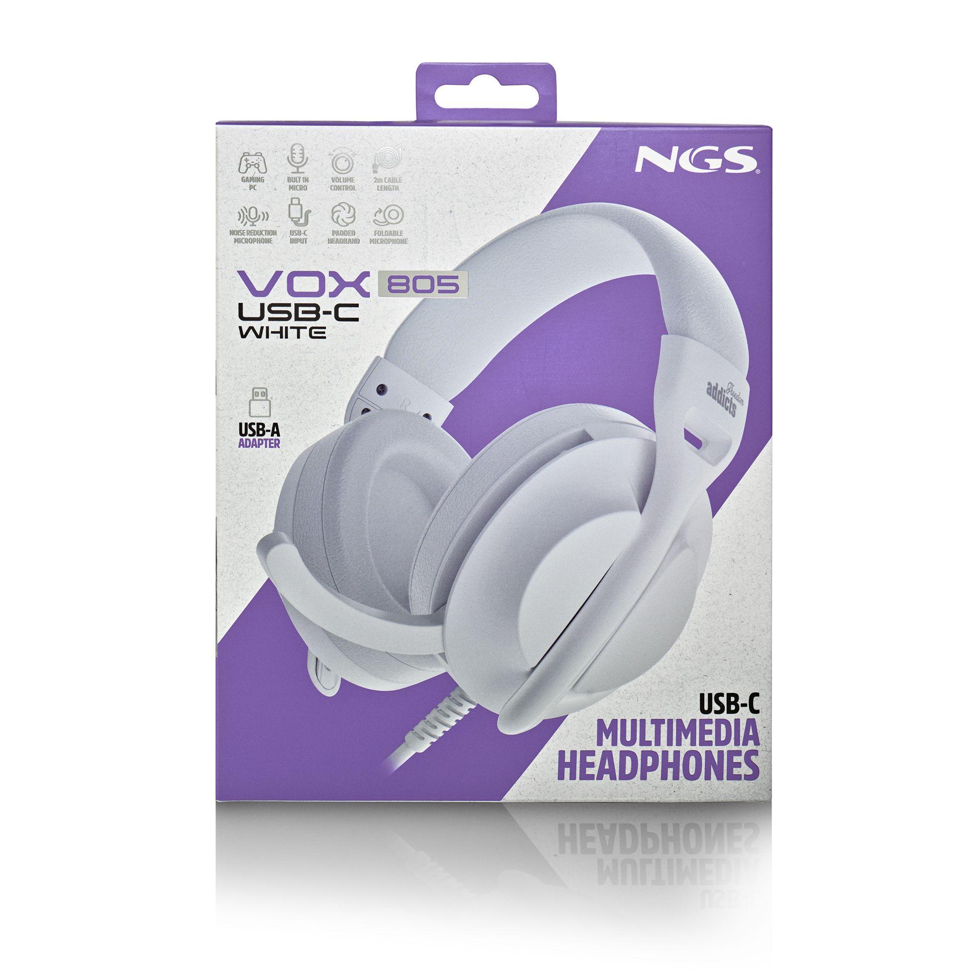 Headset NGS VOX805-C (Binaural - Com fios - Circum-aural - Branco), miniatura 7