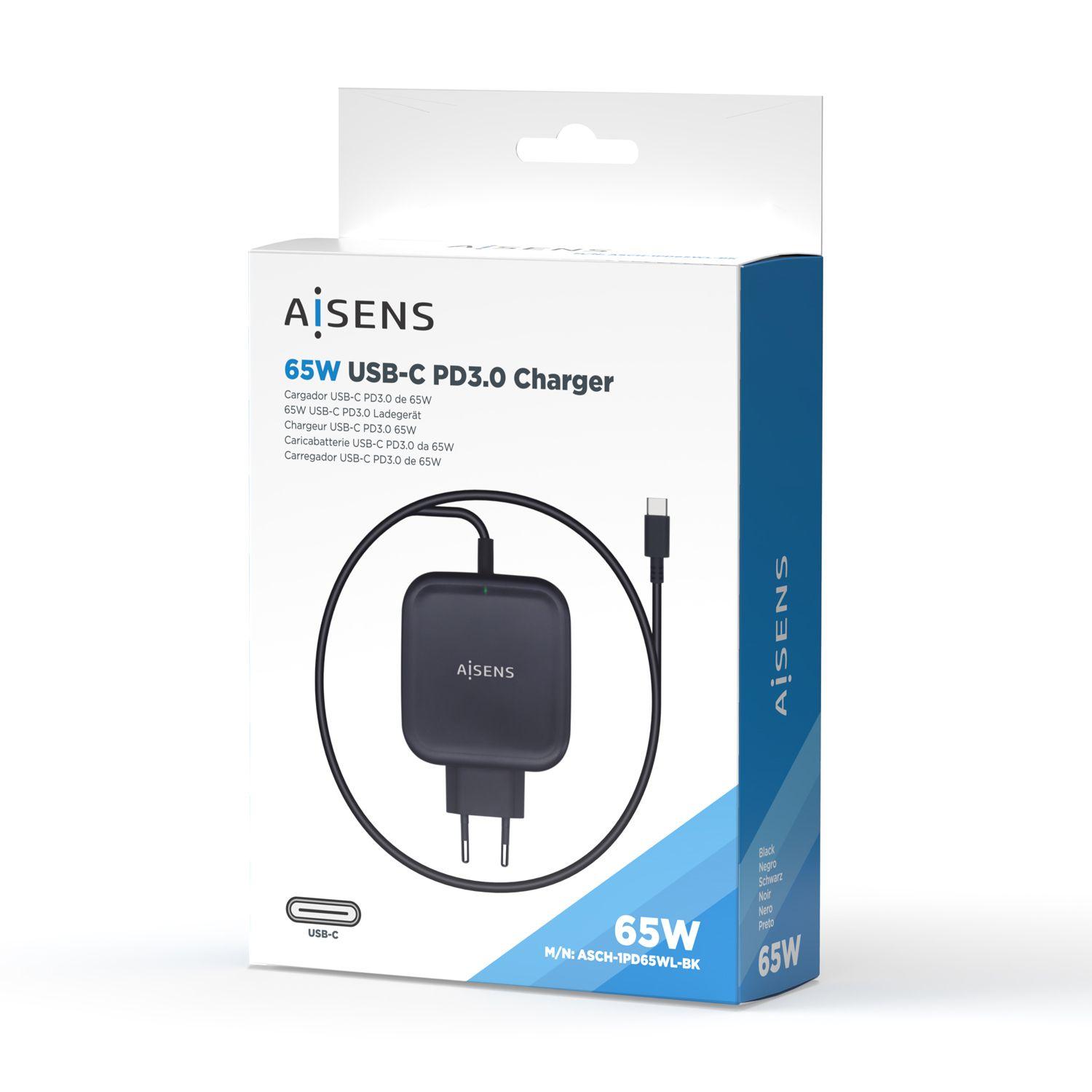 Carregador de Parede USB-C AISENS ASCH-1PD65WL-BK (65 W - Preto), miniatura 3