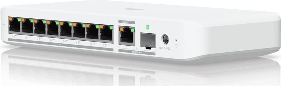 Switch Gerido UBIQUITI USW-Flex-2.5G-8-PoE (10/100/1000/2500 Mbit/s - 60 Gbit/s - L2 - Branco)