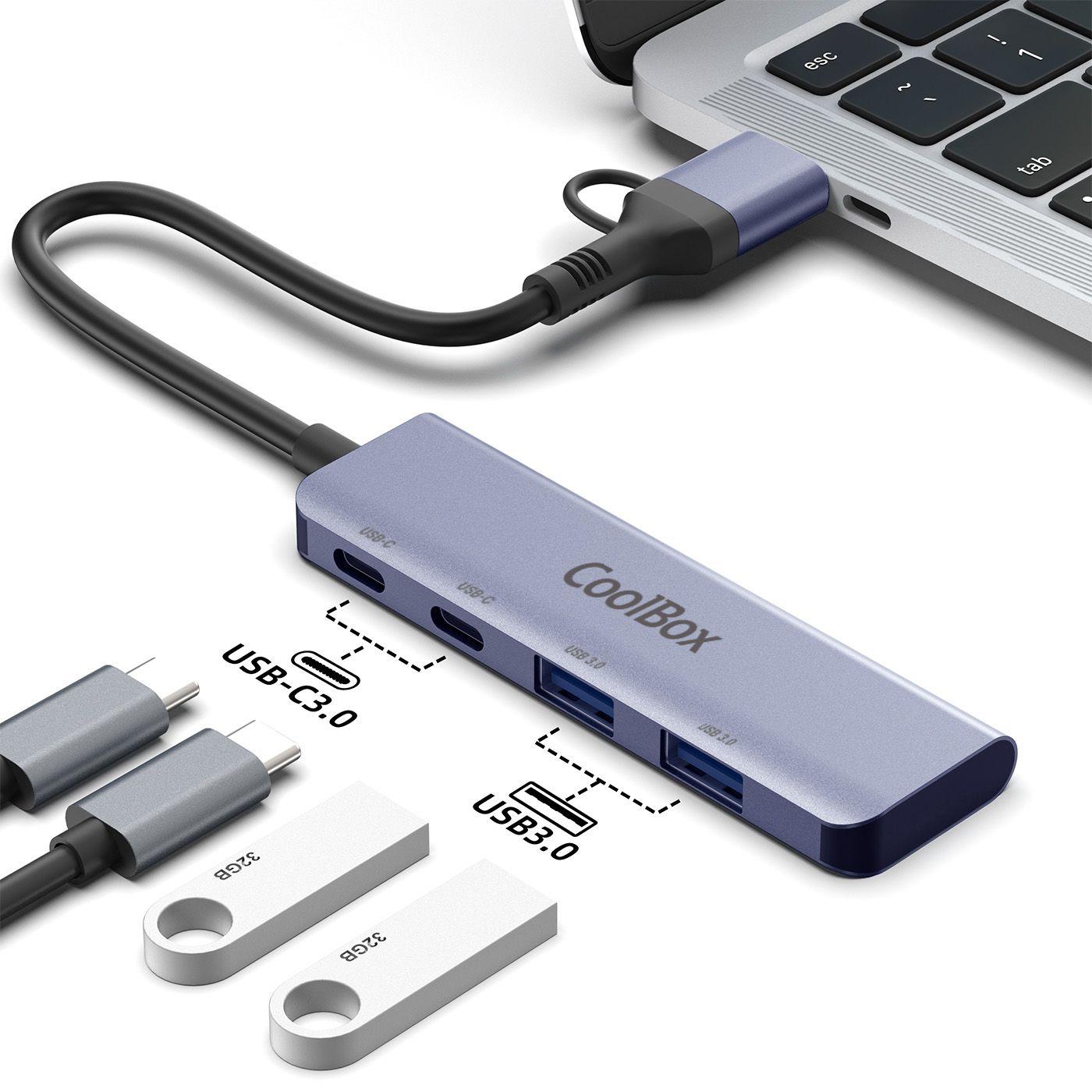 Hub USB COOLBOX HUB4 Lite (0,18 m - Cinzento), miniatura 3