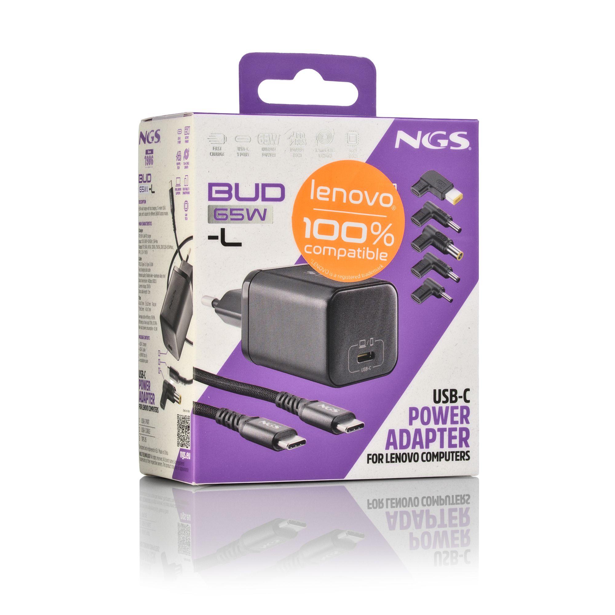 Carregador de Portátil NGS BUD65W-L (65 W - 1.3 A - 3,25 A - Preto), miniatura 12