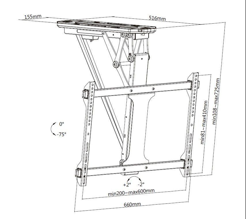 Suporte de Teto Motorizado para TV EQUIP 650329 (32"-70" - VESA até 600 x 400 mm - 35 kg - Preto), miniatura 9