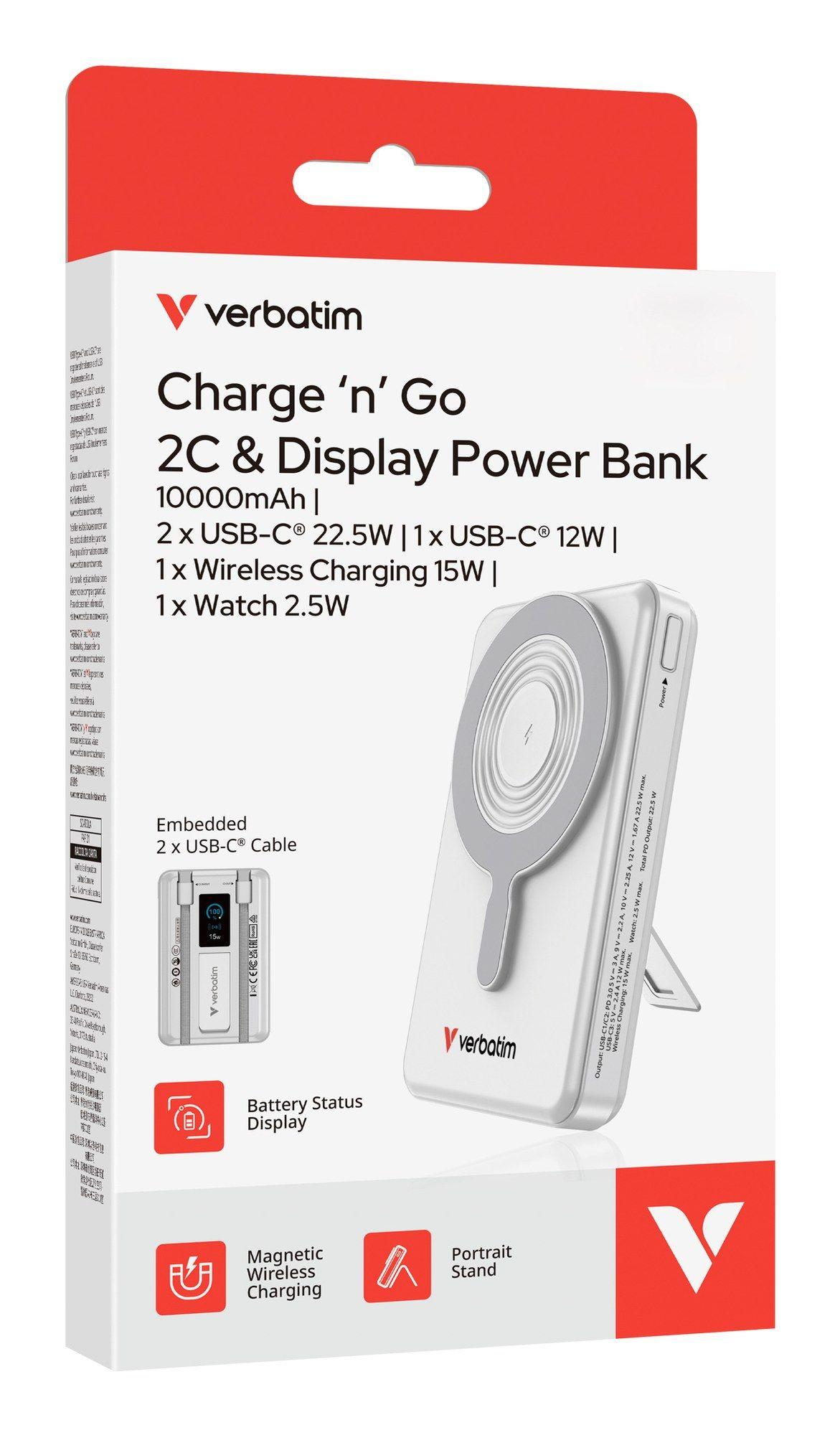 Powerbank VERBATIM Charge´n´Go Power Bank 2C & Display (10000 mAh - 38,5Wh - USB Type-C - Prateado), miniatura 4