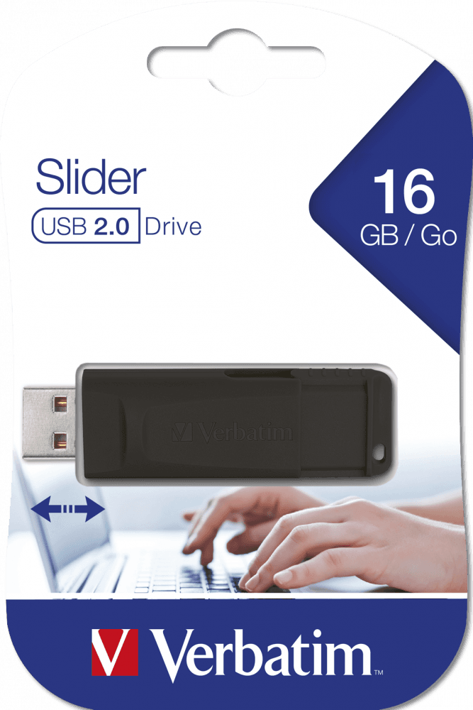 Pen USB VERBATIM Store 'n' Go Slider (Slide - USB Type-A - 10 MB/s - Preto)