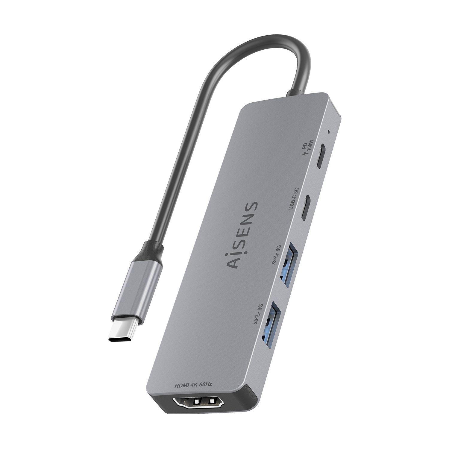 Dock USB-C AISENS ASUC-5P028-GR (0,15 m - Cinzento), miniatura 3