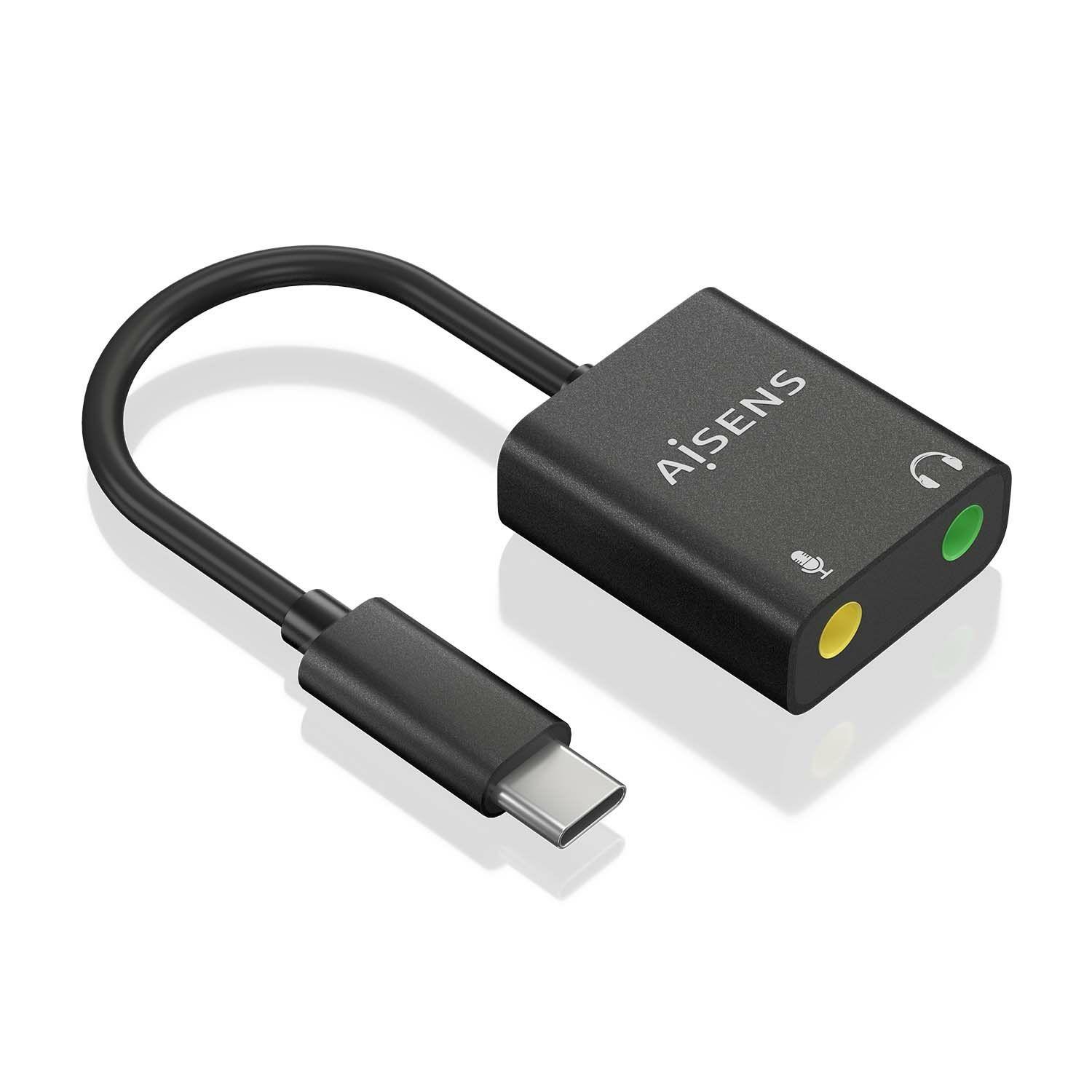 Conversor de Áudio AISENS A109-0767 (0,1 m - 2x 3.5 mm - USB-C - Preto), miniatura 2