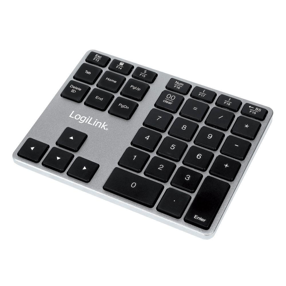 Teclado LOGILINK ID0187 (Bluetooth - Universal - Alumínio e Preto)