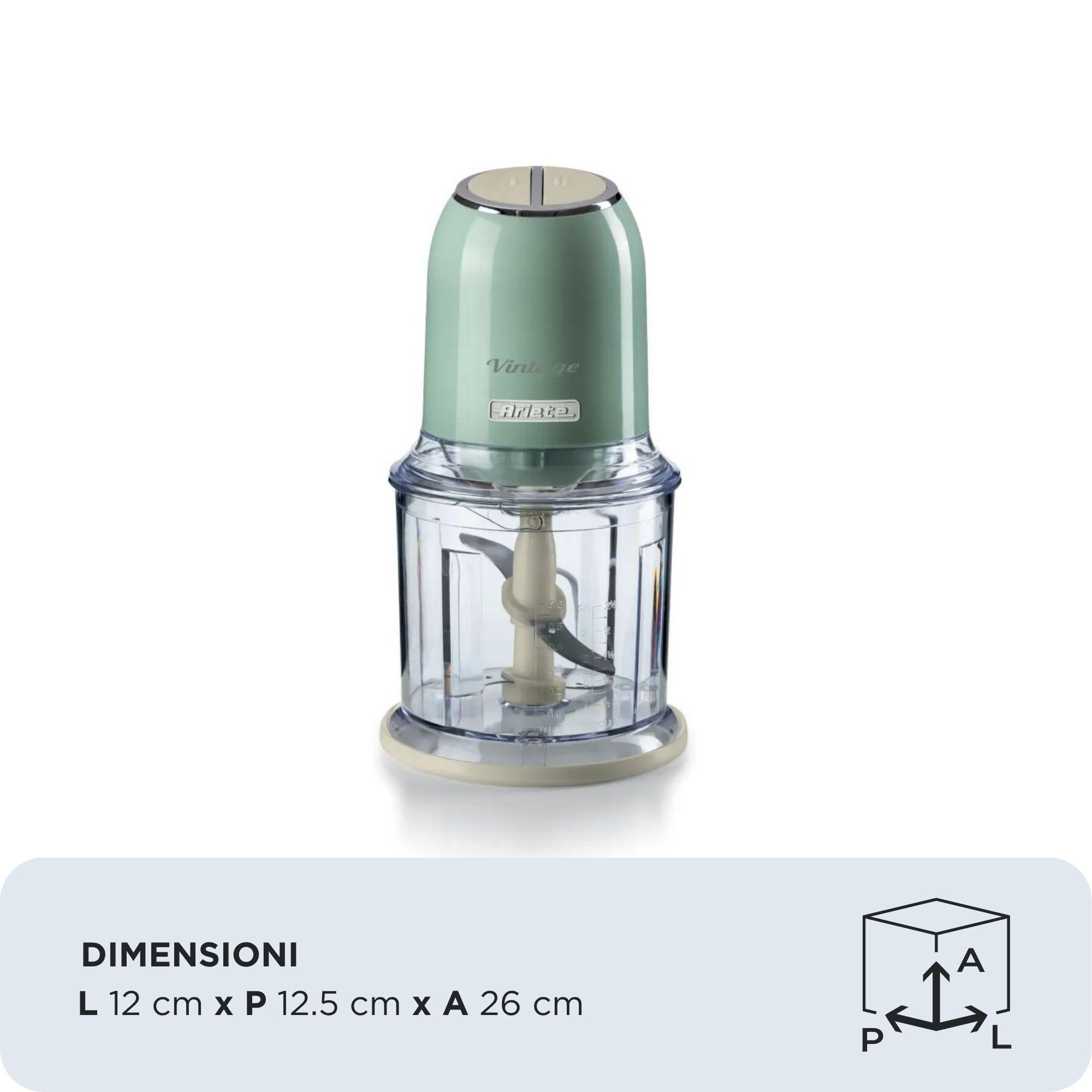 Picadora ARIETE 0438/04 (400 W - 0,6 l - Aço inoxidável - Verde/Creme), miniatura 2