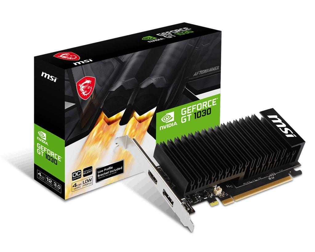 Placa Gráfica MSI GeForce GT 1030 4GHD4 LP OC (GeForce GT 1030 - 2100 MHz - 4 GB - Preto)