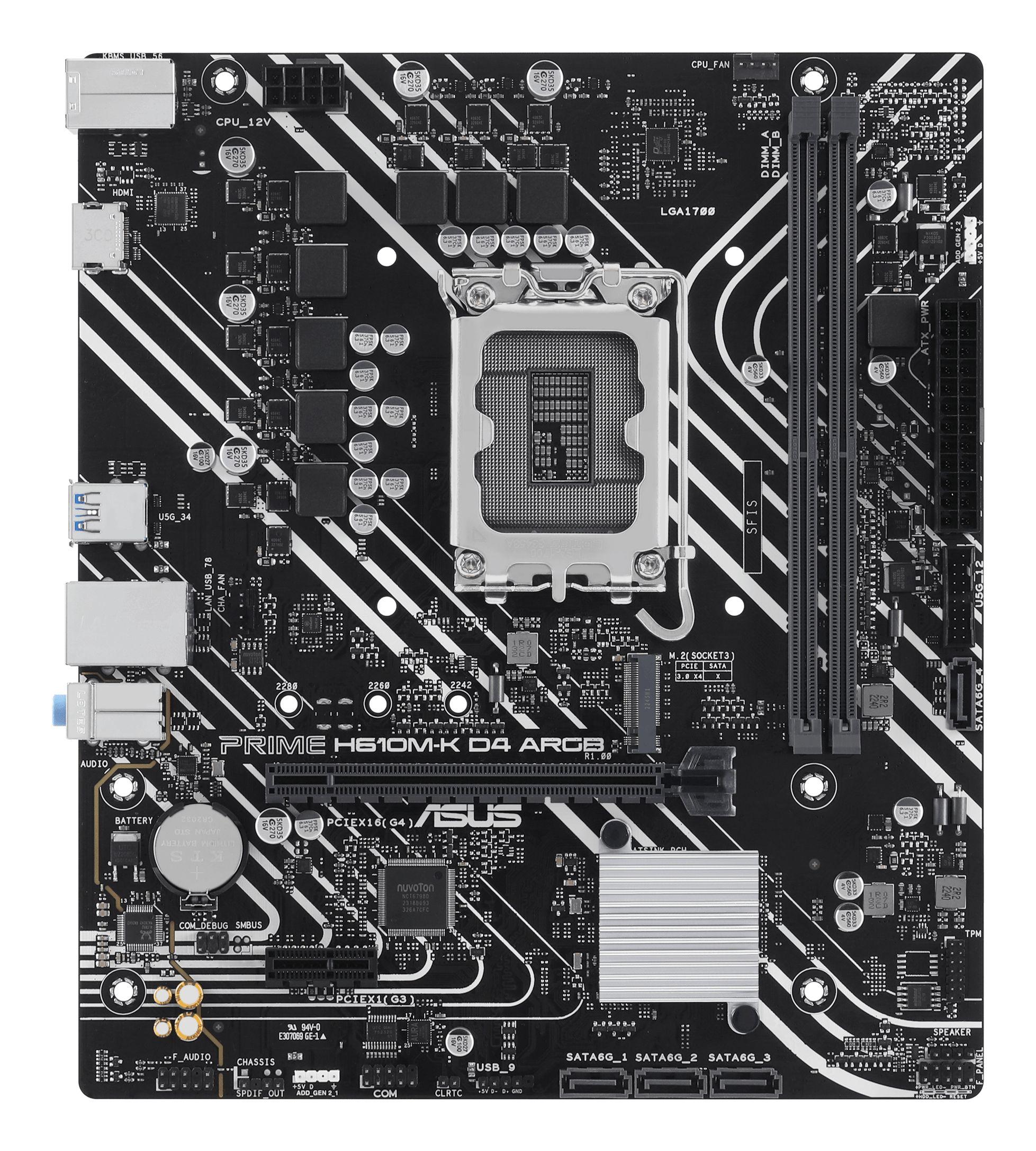 Motherboard ASUS PRIME H610M-K D4 ARGB (LGA 1700 - micro ATX - Duplo canal), miniatura 2