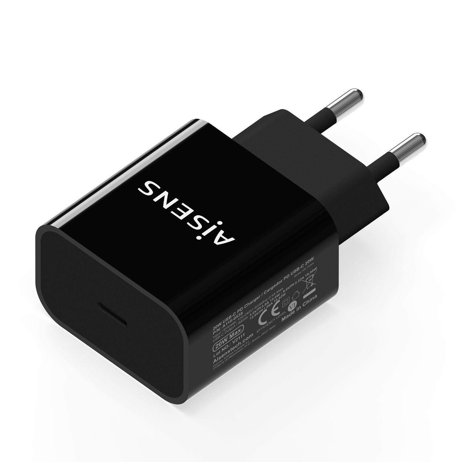 Carregador USB-C de Parede AISENS A110-0538 (20 W - Preto)