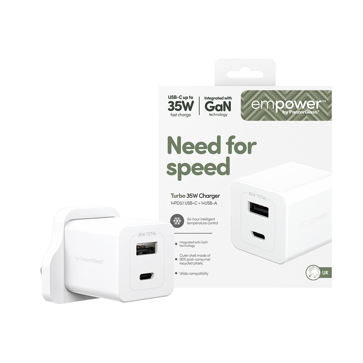 Carregador de Dispositivos Móveis PANZERGLASS empower™ Turbo EM51576 (35 W - Branco), miniatura 2