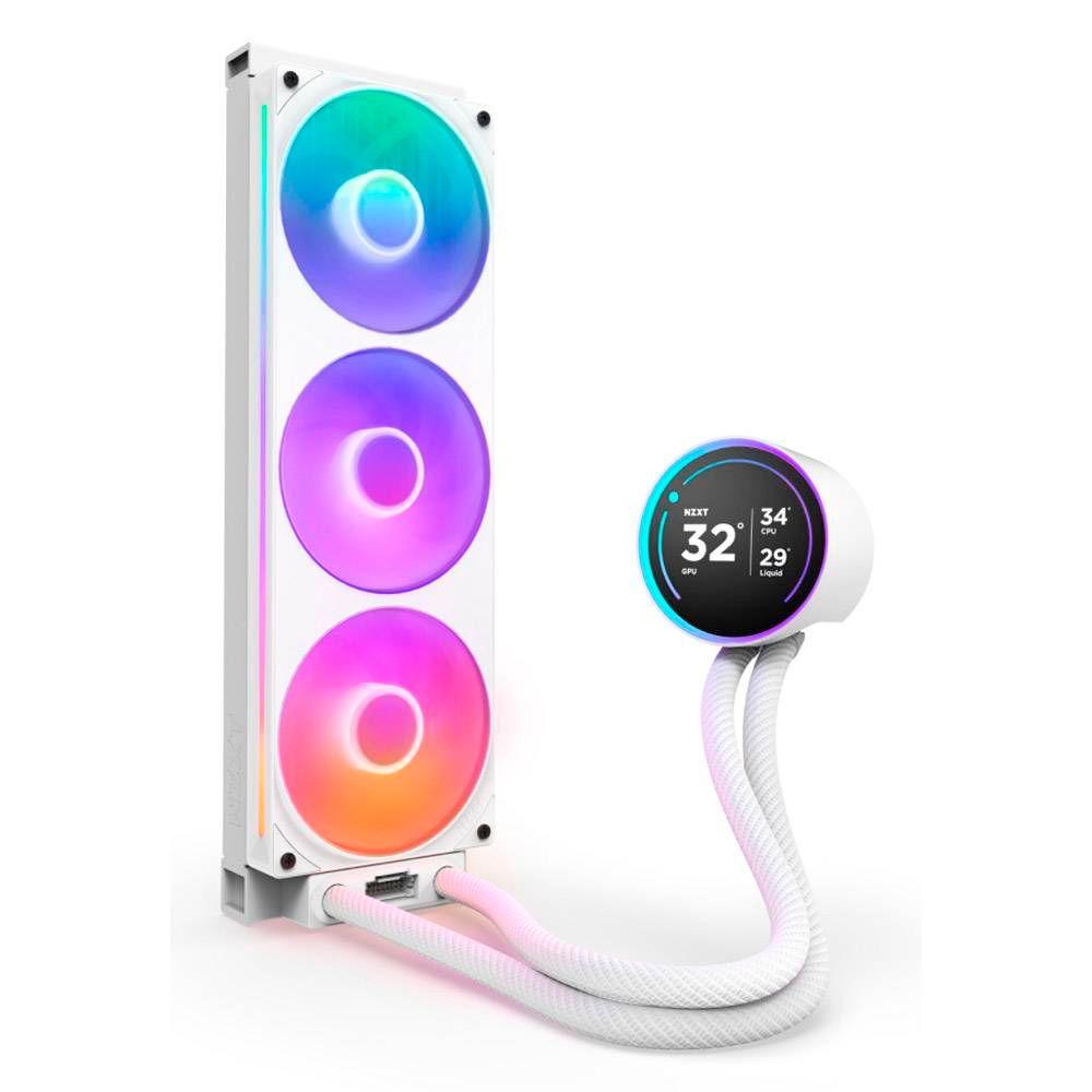 Sistema de Refrigeração Líquida NZXT Kraken Elite 360 RGB (120 mm - 3 ventoinhas - 2400 RPM - Branco), miniatura 3