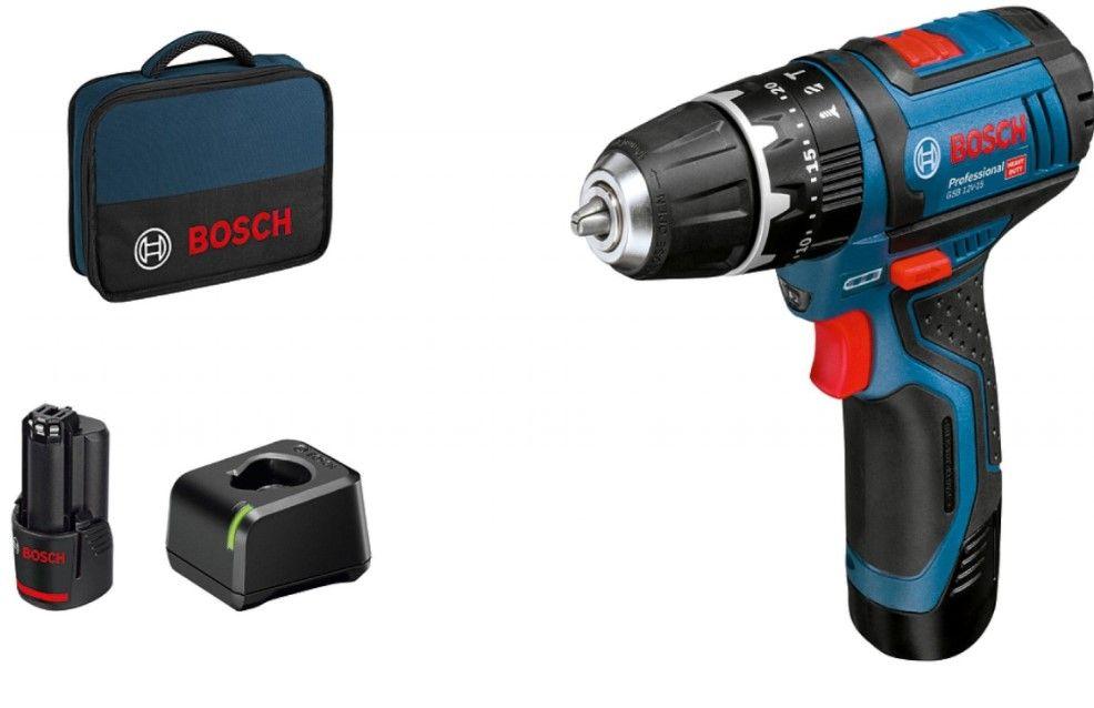 Berbequim Aparafusador de Percussão BOSCH GSB 12V-15 Professional (Azul e Preto), miniatura 2
