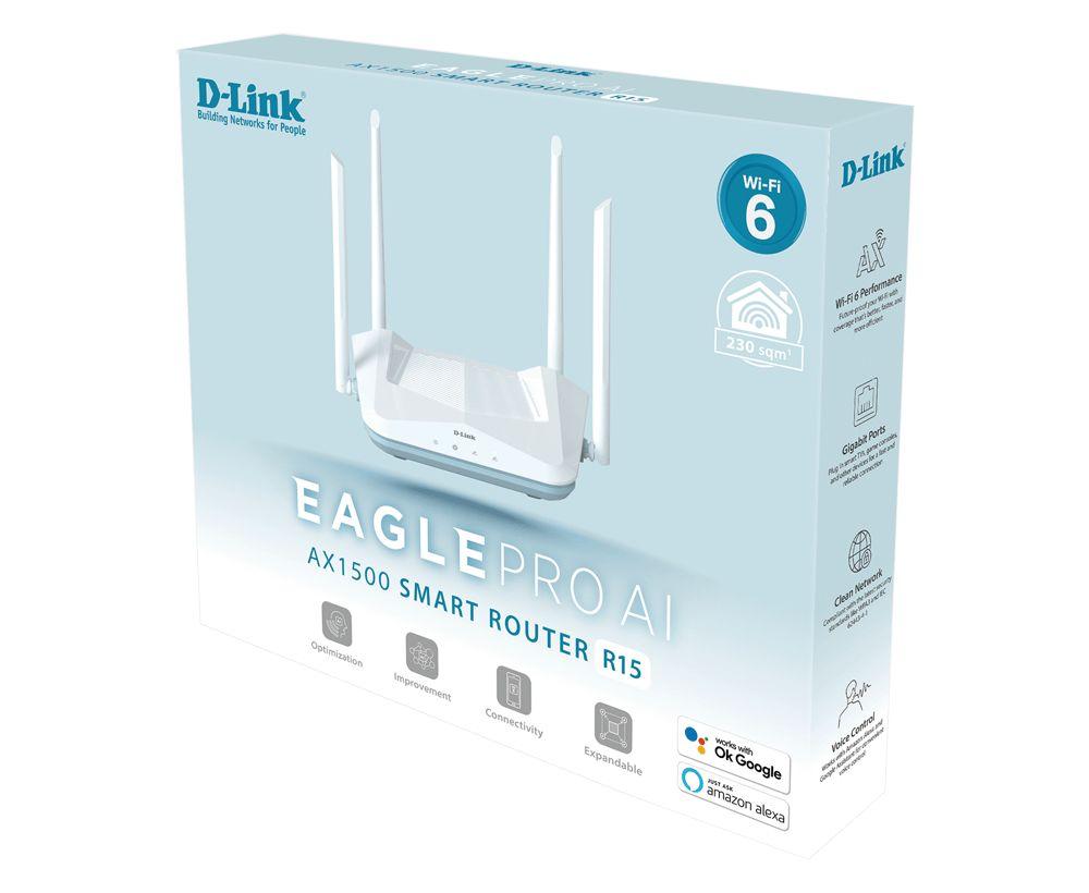 Router D-LINK EAGLE PRO AI R15 (Wi-Fi 6 - 1201 Mbit/s - Banda dupla - Branco) — miniatura 4
