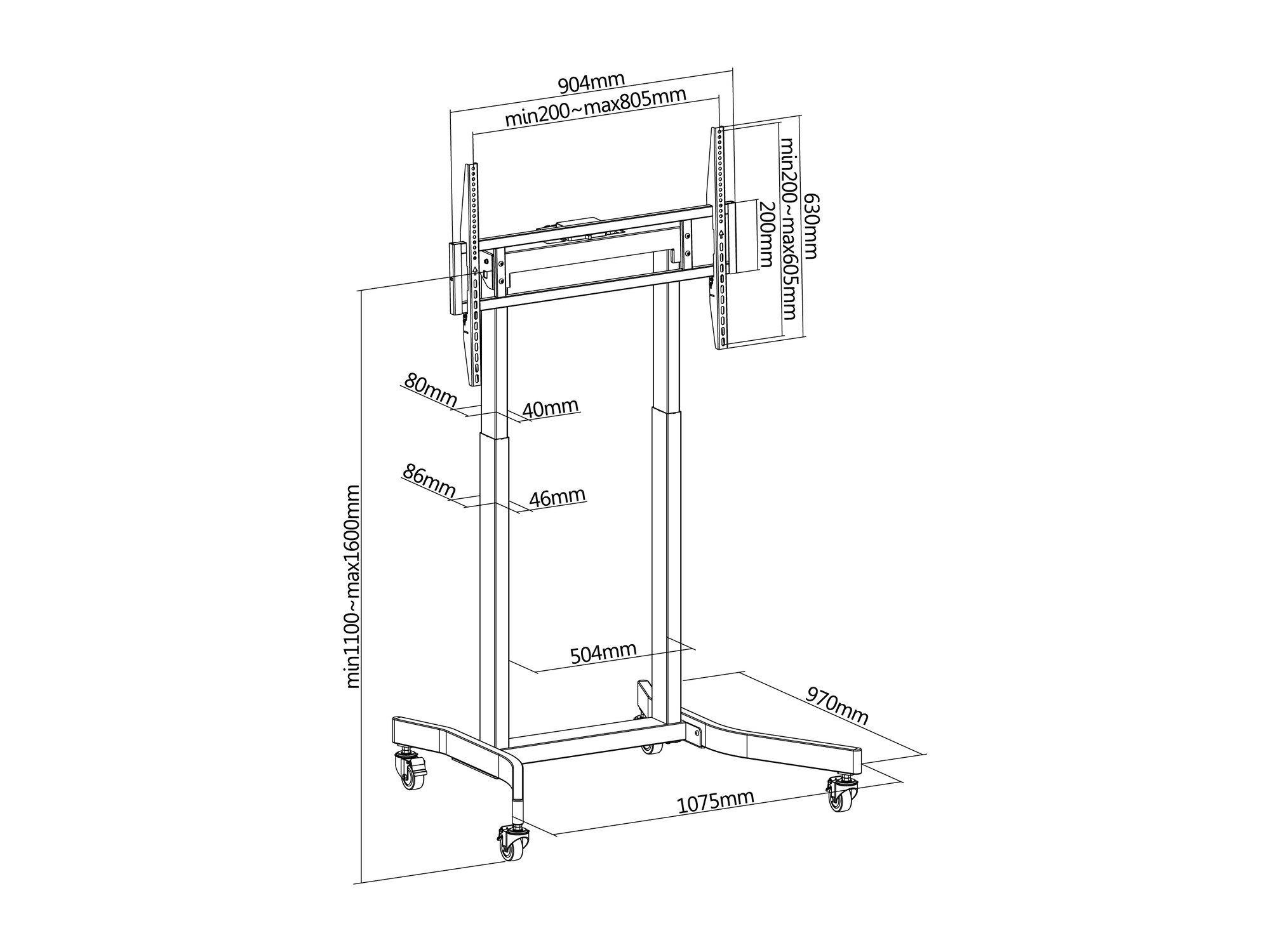 Suporte de Chão para TV EQUIP 650632 (55"-100" - 120 kg - Preto), miniatura 7