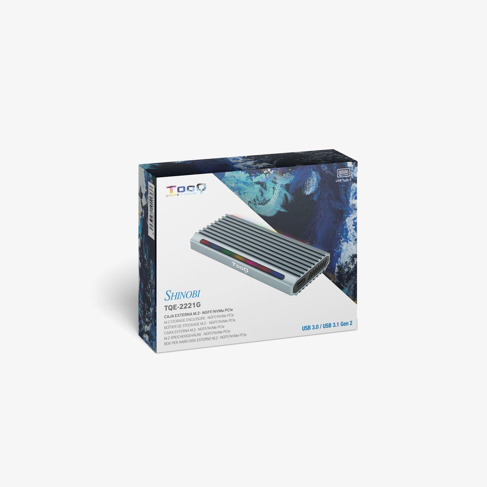 Caixa Externa SSD TOOQ TQE-2221G (2 TB - PCI Express, SATA NVMe - Cinzento) — miniatura 8