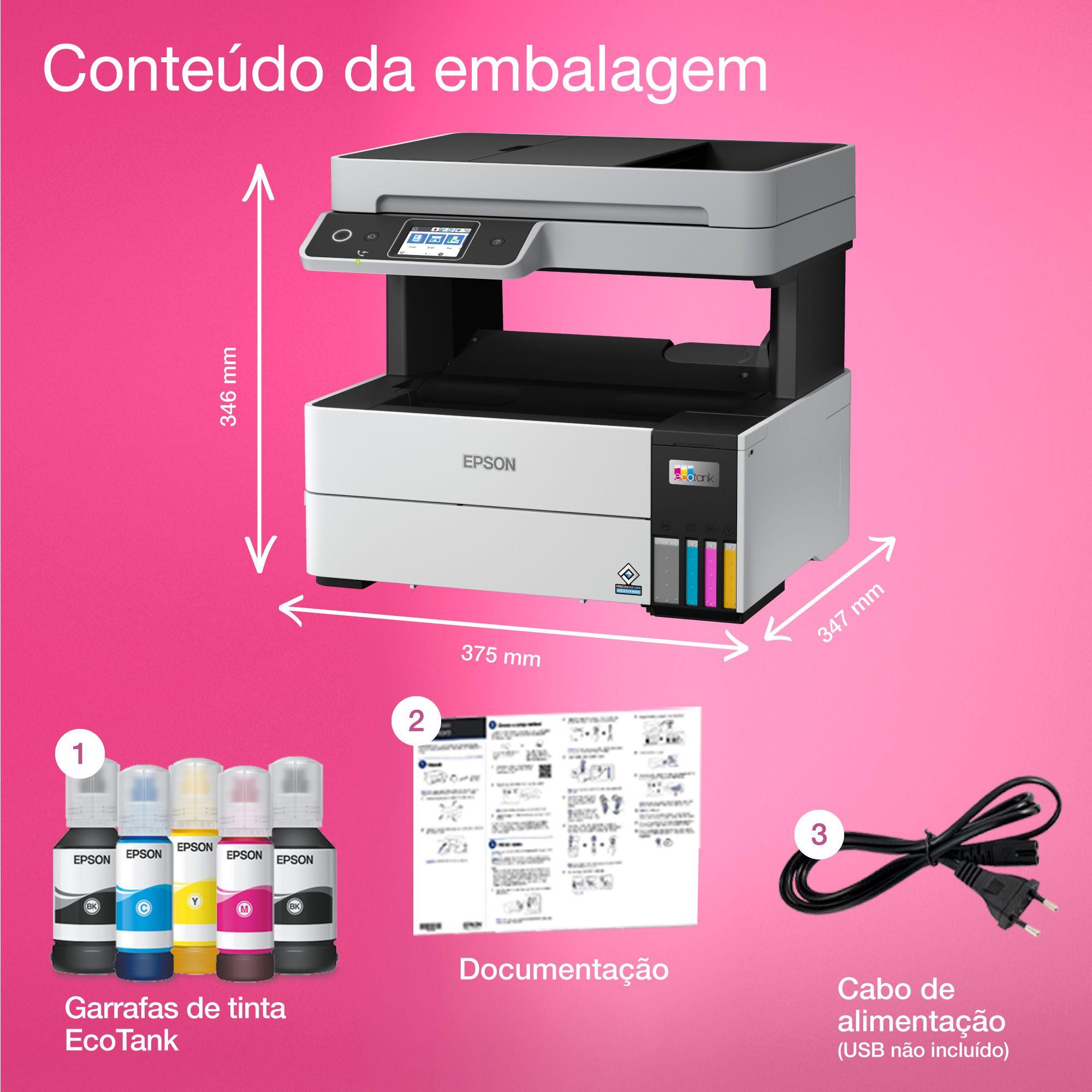 Impressora Multifunções EPSON EcoTank Pro ET-5185 (A4 - Impressão a cores - 250 folhas - Preto e Branco), miniatura 3