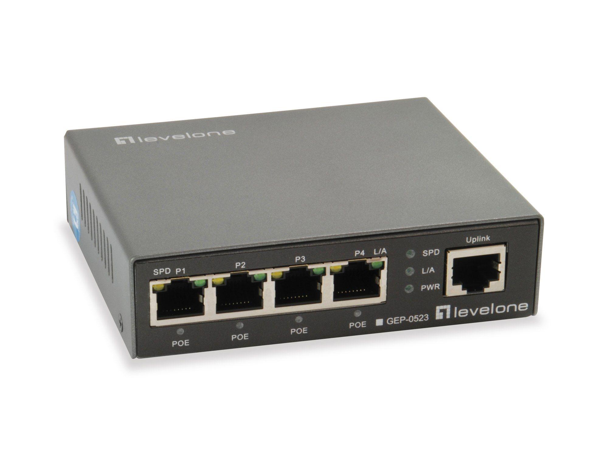 Switch de Rede LEVELONE GEP-0523 (Gigabit Ethernet - 1 MB - 9126 bytes - Preto)