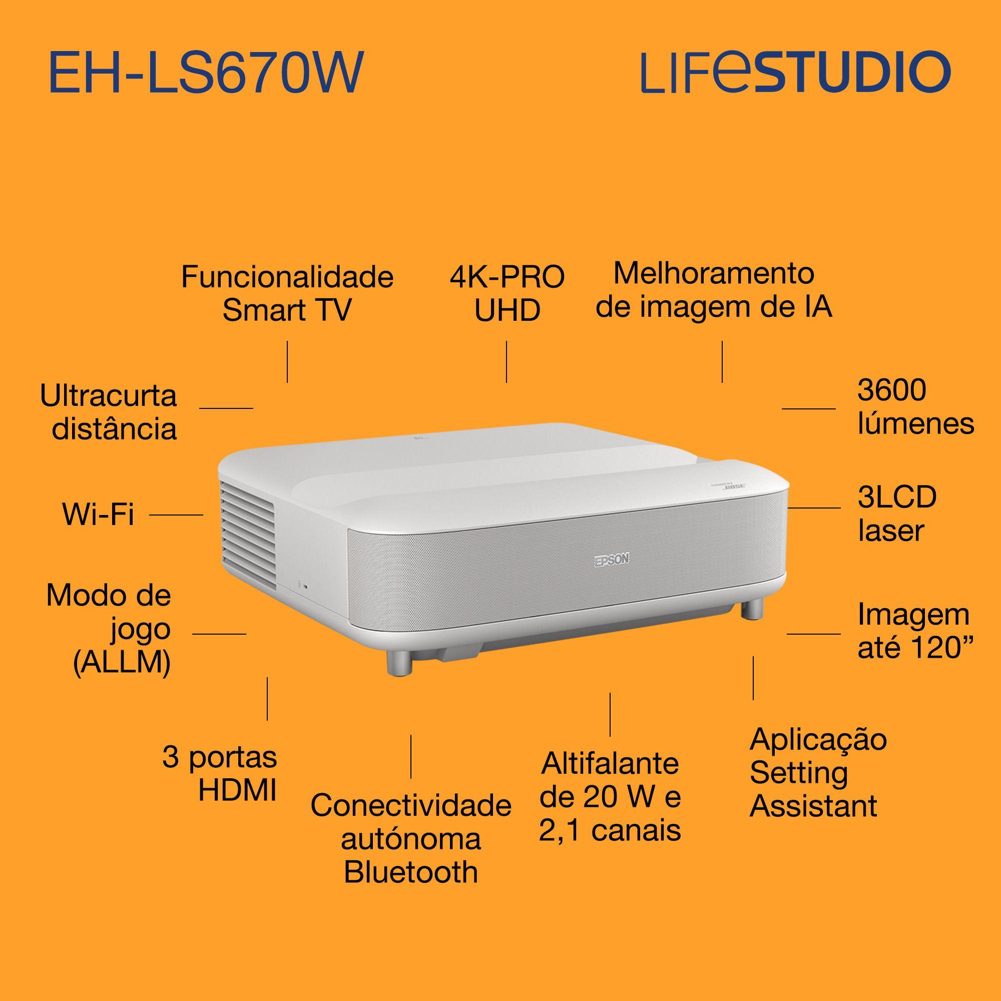 Projetor EPSON Lifestudio Grand EH-LS670W (UHD 4K - Google TV - 3600 ANSI lumens - Branco), miniatura 15