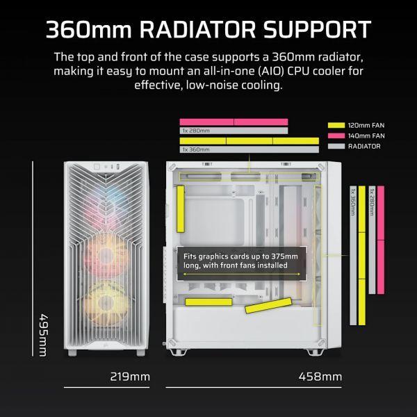 Caixa PC CORSAIR 3200D RS ARGB Performance (ATX, Mini-ATX, micro ATX - Midi Tower - Aço, vidro temperado - Branco) — miniatura 3