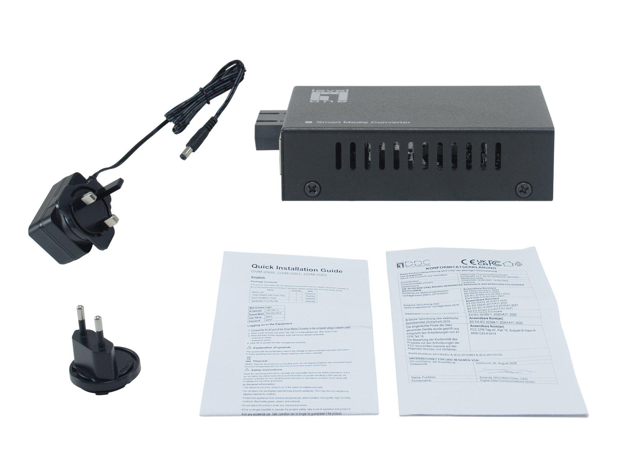 Conversor de Média de Rede LEVEL ONE GVM-2002 (1000 Mbit/s - Preto) — miniatura 4