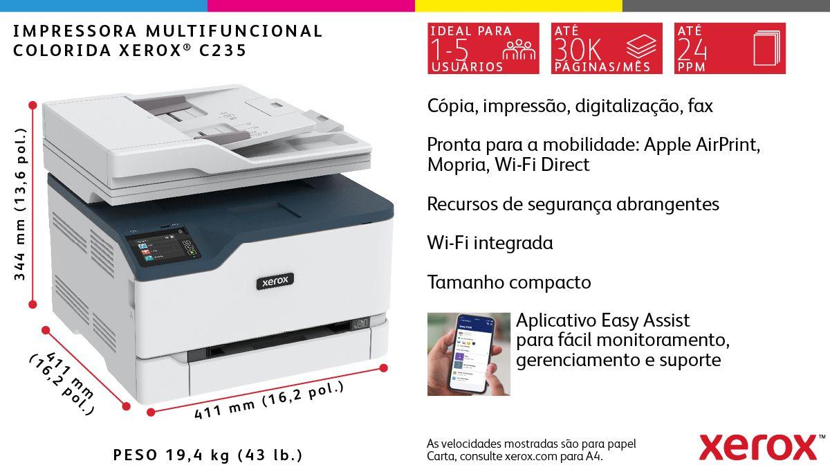 Impressora Multifunções Laser a Cores XEROX C235V_DNI (A4 - Impressão a cores - 251 folhas - Branco e Azul) — miniatura 6