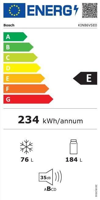 Frigorífico Combinado Encastre BOSCH KIN86VSE0 (260 l - No Frost - 177,2x54,1x54,8 cm - Branco), miniatura 2