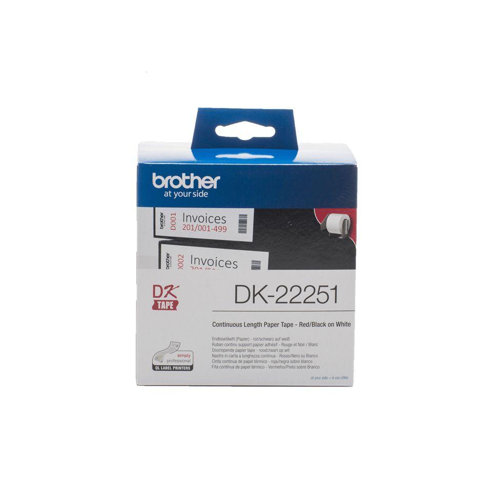 Fita Contínua de Impressão BROTHER DK-22251 (QL-800, QL-810W, QL-820NWB - Preto e Vermelho sobre Branco), miniatura 4