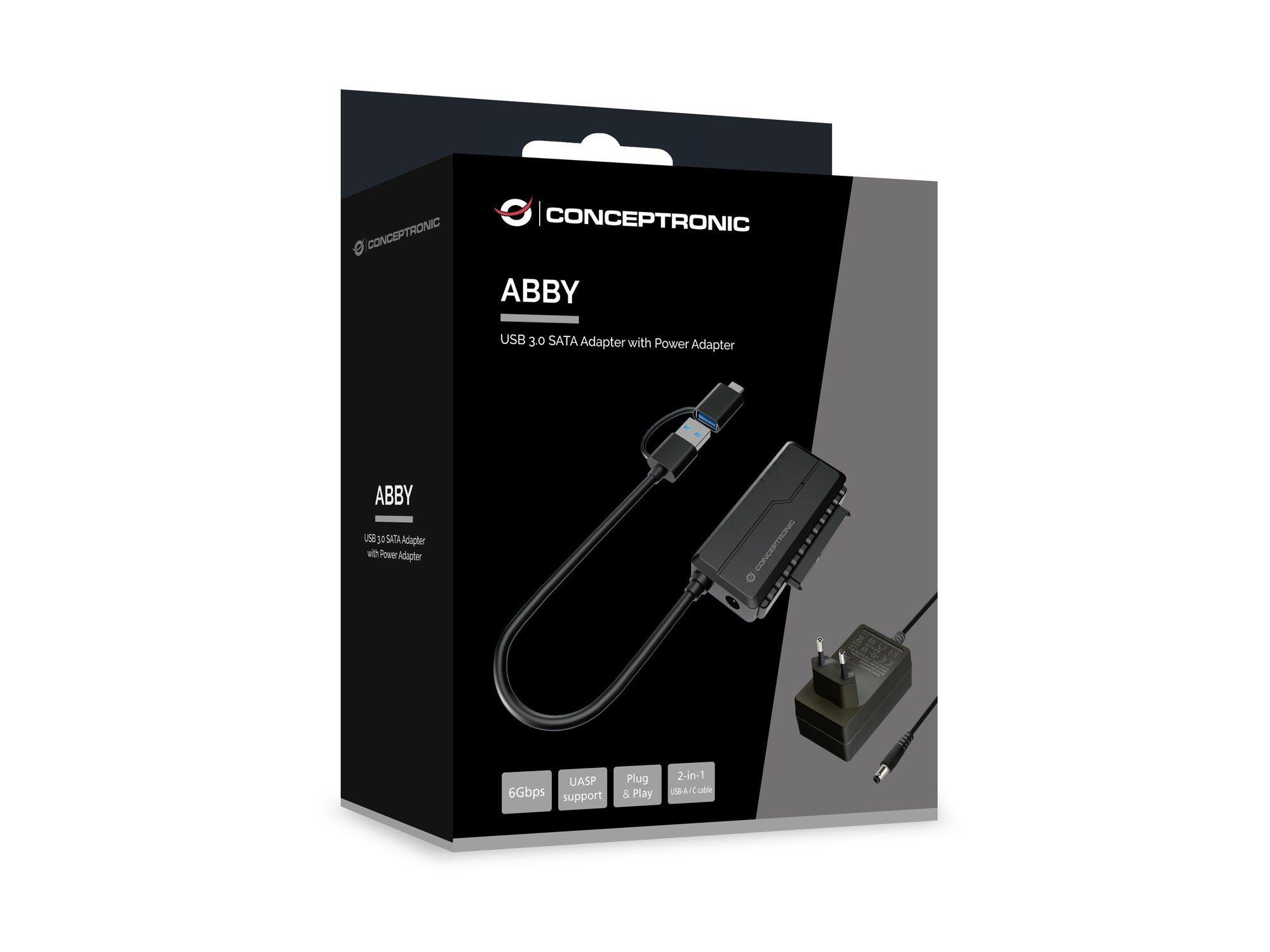 Adaptador USB-C/USB-A para SATA CONCEPTRONIC ABBY21B (SATA 22-pin - USB Type-A - 2,5 e 3,5 polegadas - Preto), miniatura 5