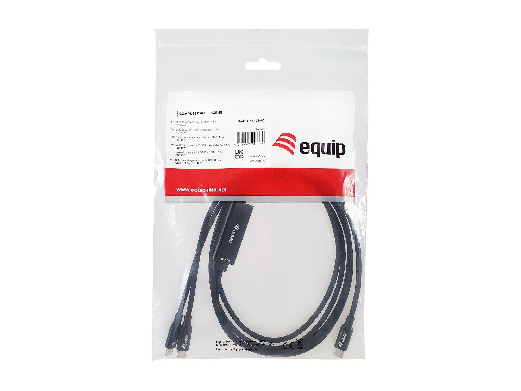 Cabo USB-C em Y EQUIP 128895 (1,5 m - 2 x USB C - USB C - Preto) — miniatura 5