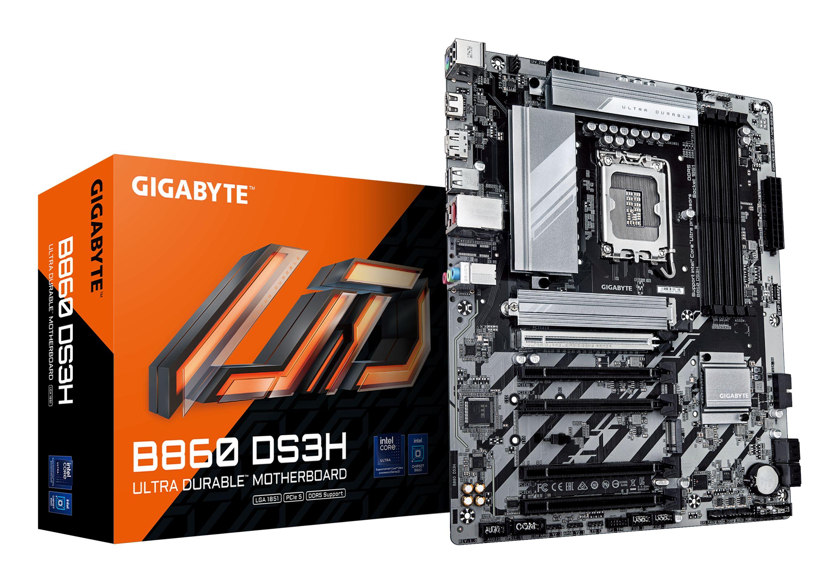 Motherboard GIGABYTE B860 DS3H (LGA 1851 (Socket V1) - ATX - Duplo canal - Castanho escuro)