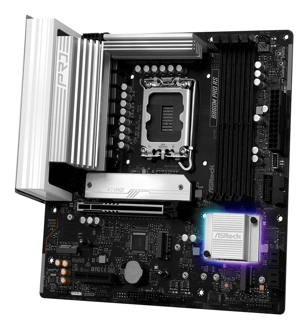 Motherboard ASROCK B860M Pro RS (LGA1851 - Intel Core Ultra Série 2 - micro-ATX - Prateado) — miniatura 4