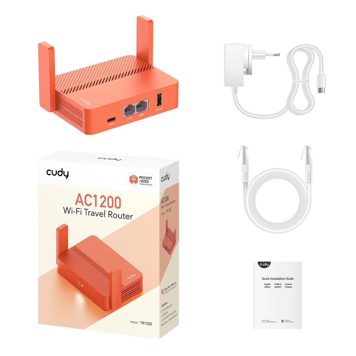 Router de Viagem CUDY TR1200 (Wi-Fi 5 - 867 Mbit/s - Dual-band - Laranja), miniatura 4