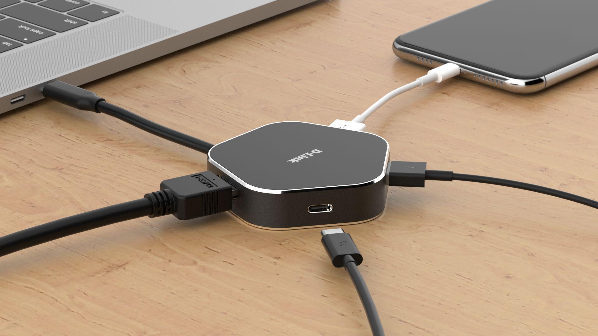 Hub USB-C D-LINK DUB-M420 (Preto e Alumínio) — miniatura 3