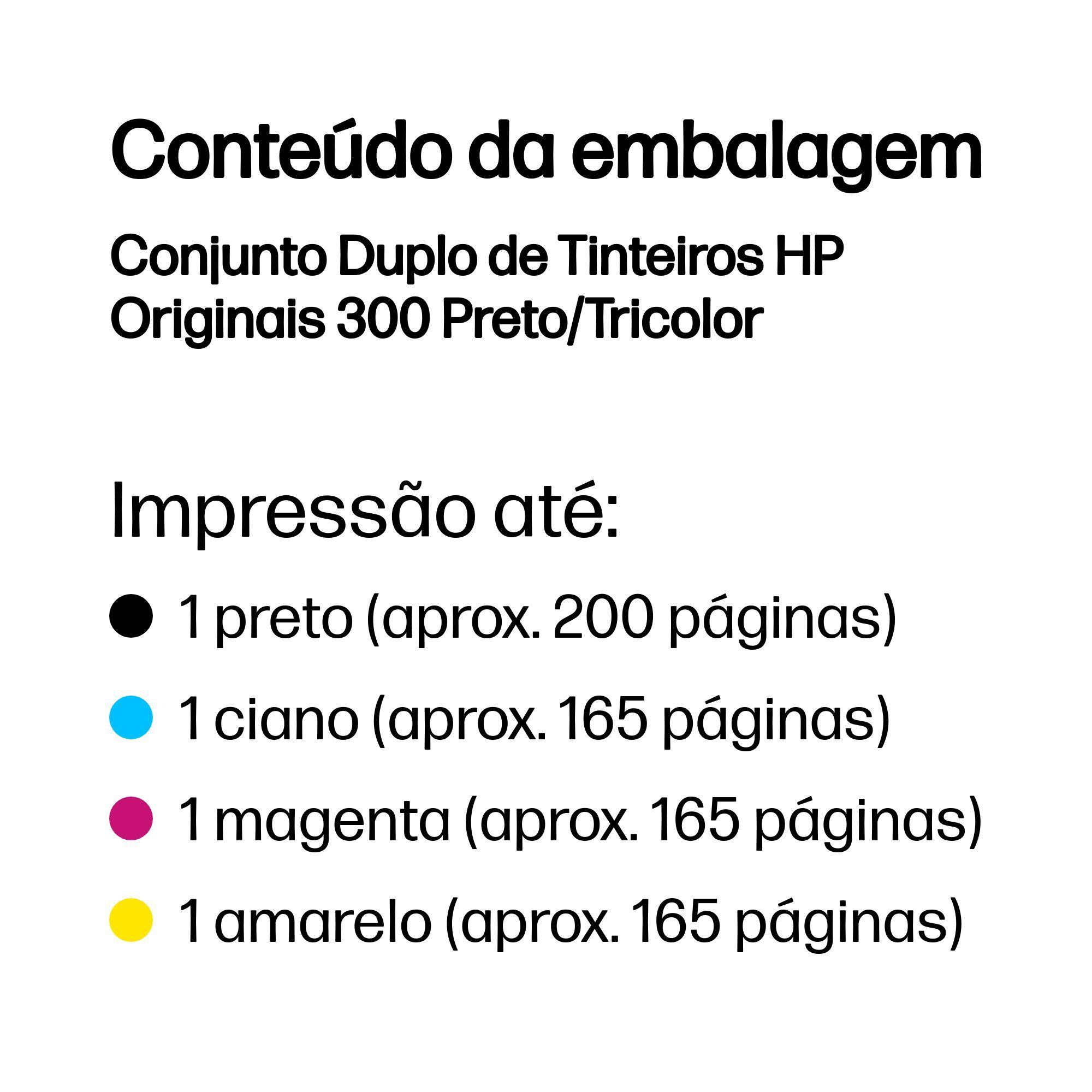 Conjunto de Tinteiros HP 300 (Preto/Tricolor), miniatura 3