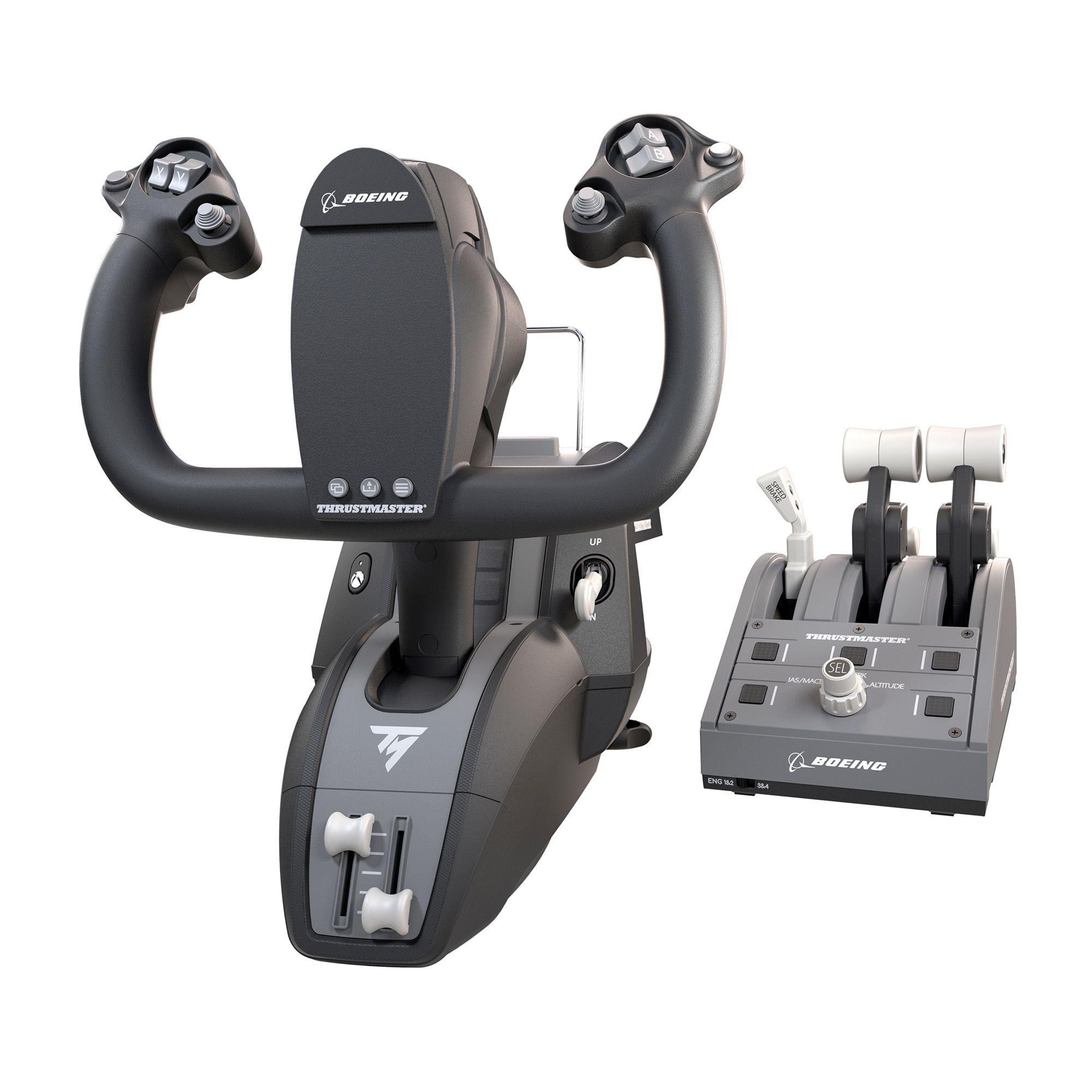 Joystick de Simulação de Voo THRUSTMASTER TCA Yoke Pack Boeing Edition (USB Type-C para USB Type-A - Com fios - Preto e Cinzento)
