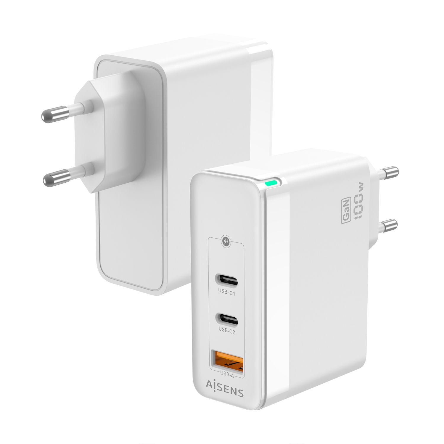 Carregador de Parede AISENS ASCH-100W3P008-W (100 W - Até 100 W - Branco)